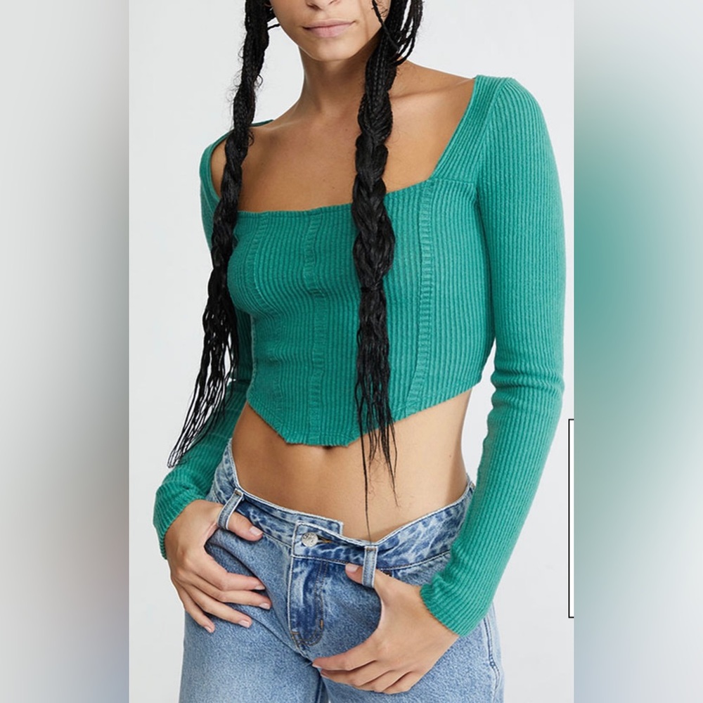 PacSun Long Sleeve Bustier Top Green